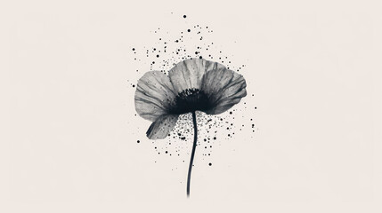 Poster -  a black and white photo of a flower with sprinkles on the side of the flower, and a black and white photo of a single flower on the side of a white background.