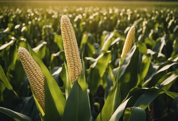 Wall Mural - Corn cobs in corn plantation field