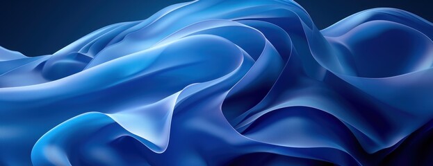 Poster - Abstract Blue Background With Wavy Lines