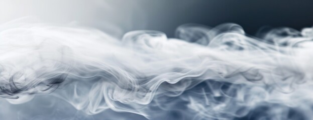 Poster - Flowing White Smoke on Black Background
