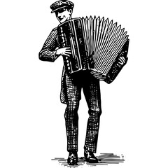 Wall Mural - Man Playing Accordion 