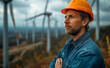 Wind energy engineer Industrial workers, with teamwork at the core of renewable transitions, teamwork in planning, and teamwork in execution, grounded in the concept Wind energy.