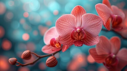 Poster - A close up of a pink flower on a branch