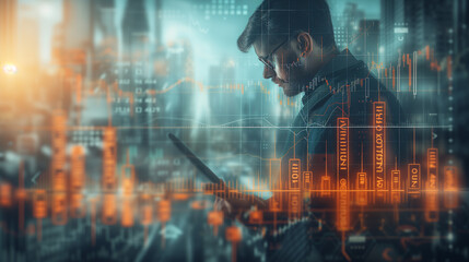 Poster - Financial analyst reviewing charts and graphs, symbolizing stock market analysis