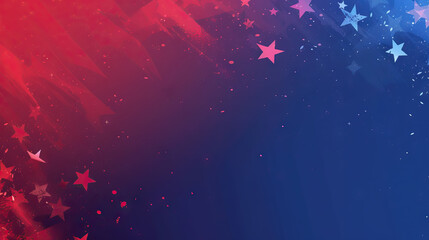 Independence Day, veterans, memorial day and other events on simple USA Background with stars and gradient red and blue with copy space - AI Generated Abstract Art