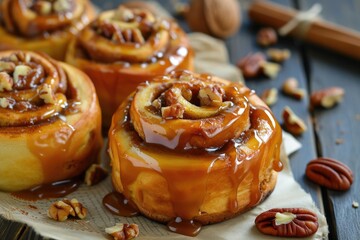 Sticker - Apple caramel and pecan cinnamon rolls evoke the essence of autumn baking