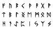 Scandinavian runes. black letters on white background. Set of old Norse Runic alphabet, Futhark. Ancient occult Viking characters on white background, rune font.