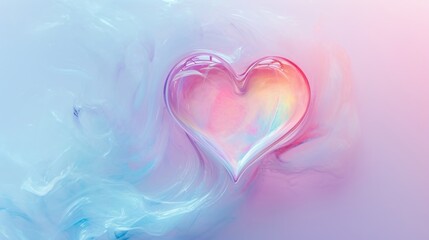 Wall Mural -  a heart shaped object in the middle of a blue and pink background with smoke coming out of the top of the heart and the bottom part of the heart in the middle.