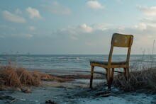 Deserted Seat Left On Shore