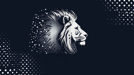 Wall Mural -  a lion's head on a black and white background with the word lion in the center of the image and the word lion in the middle of the image.