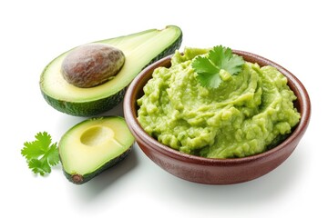 Wall Mural - Freshly prepared guacamole served in a bowl seen from above