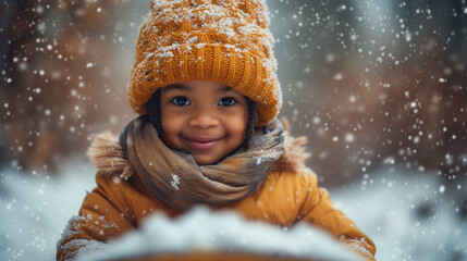 Canvas Print - child playing in snow