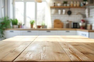 Canvas Print - Kitchen background and brake space with blurred napkin area