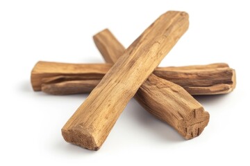 Poster - Isolated sandalwood sticks on white background