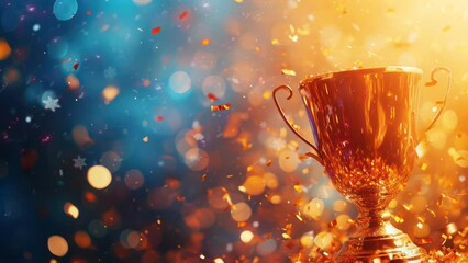 Wall Mural - a motion video with a winning concept, showcasing trophies and a simple sparkle effect