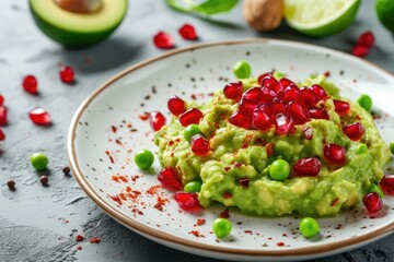 Poster - White bowl with guacamole dip and tortilla chips