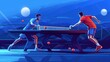 © Orkhan - A premium illustration depicting table tennis or pingpong players engaged in a match, ideal for digital graphics and print materials