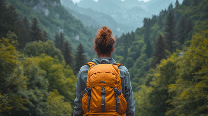 Sticker - woman hiking in the mountains