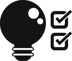 Sticker - Bulb idea approved icon simple vector. Customer data. Financial vision