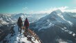 Alpine Odyssey: Eastern European Couple Ventures into Winter Adventure, Trekking Along Rugged Ridges with Snowy Peaks Painting the Breathtaking Backdrop.