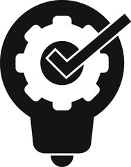 Poster - gear approved business idea icon simple vector. financial vision. result project