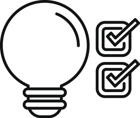 Poster - bulb idea approved icon outline vector. customer data. financial vision