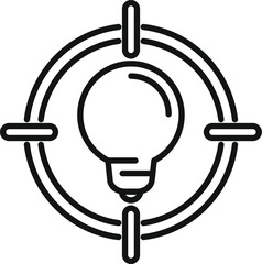 Poster - target idea bulb icon outline vector. curiosity brain idea. project focus vision