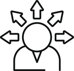 Poster - business data thin icon outline vector. risk idea case. review focus control