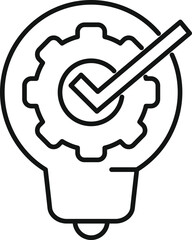 Poster - gear approved business idea icon outline vector. financial vision. result project