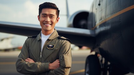 Pilot standing in front of a plane