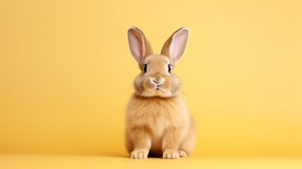 cute animal pet rabbit or bunny brown color smiling and laughing isolated with copy space for easter background, rabbit, animal, pet, cute, fur, ear, mammal, background, celebration, generate by AI