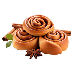 Wall Mural - Baking cinnamon rolls and sticks, png file of isolated cutout on transparent background