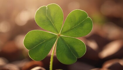 Glowing Clover Leaf in the Sunlight. St.Patrick 's Day