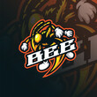 Bee mascot logo design vector with modern illustration concept style for badge, emblem and t shirt printing. Angry bee illustration for sport and esport team.
