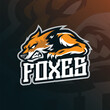 Fox mascot logo design vector with modern illustration concept style for badge, emblem and t shirt printing. Angry fox illustration for sport and esport team.