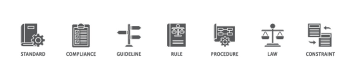 Poster - Regulation banner web icon illustration concept with icon of standard, compliance, guideline, rule, procedure, law and constraint icon live stroke and easy to edit 