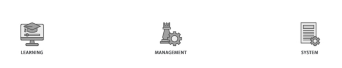 Poster - LMS banner web icon illustration concept with icon of online learning, administration, growth, and automation  icon live stroke and easy to edit 