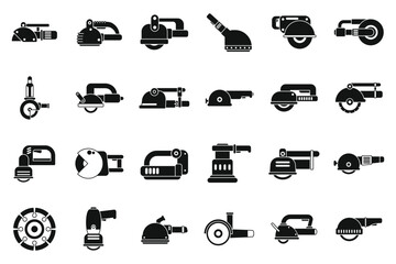 Sticker - Wall chaser icons set simple vector. Construction building. Work tool machine