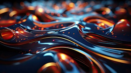 Aufkleber - Futuristic 3D abstract technological background featuring intricate wavy patterns