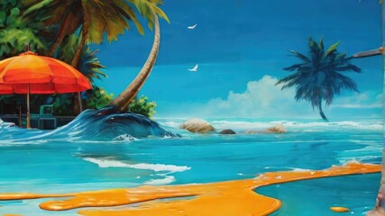 tropical island with palm trees