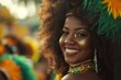 © Bougie Banana - Carnival dancer in feather headdress enjoying parade
