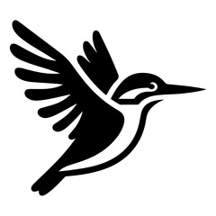 Sticker - Kingfisher bird vector art icon, clipart, symbol, black color silhouette, white background