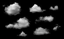 White Clouds Collection Isolated On Black Background