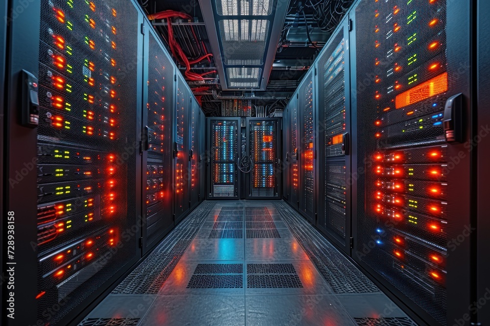 Server racks in server room data center. Generative AI. Stock ...