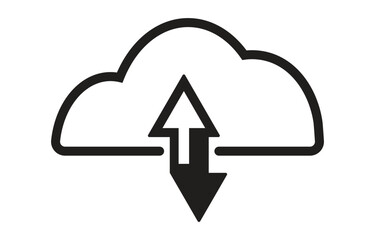Poster - cloud storage, data synchronization icon. upload and download to cloud vector symbol on transparent background for apps and websites