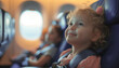 child traveling by plane