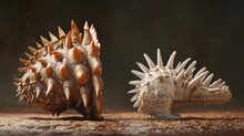 A Sidebyside Comparison Of A Stegosaurus Spine And A Modern Porcupine Quill Demonstrating How Defense Mechanisms Have Evolved Over Time.