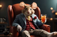 A Mouse Relaxing In A Recliner Chair