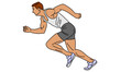 line art color of man runner vector illustration