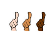 Thumbs up sign in a cartoon style hand with three different skin tones vector